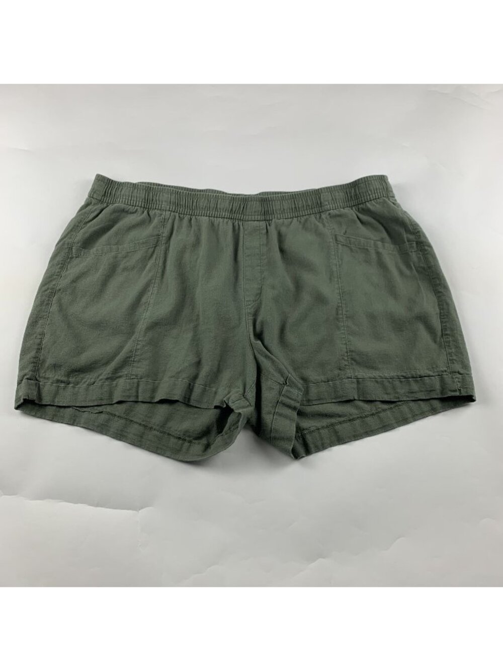 Old Navy Olive Linen Blend High Rise Pull On Shorts XXL